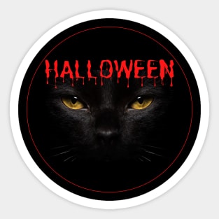 Halloween Black Witch Cat Sticker